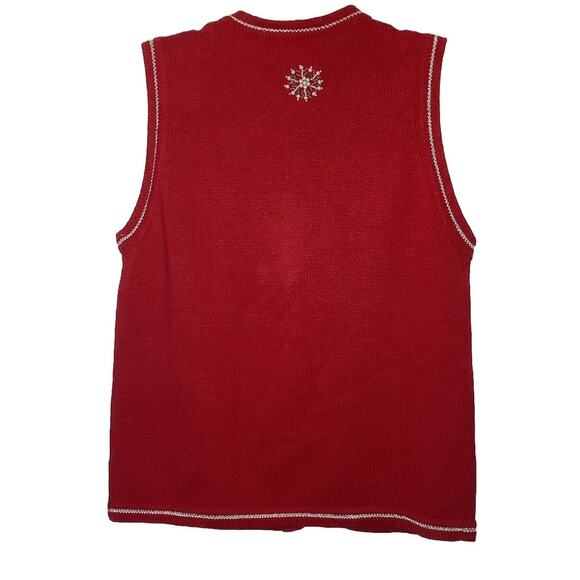 Vintage All Points Beaded Christmas Sweater Button Front Womens Sz Medium - Picture 2 of 9